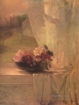 ジョン・ラファージ Painting - ペルシャ磁器の水鉢の中の花 ジョン・ラファージ
